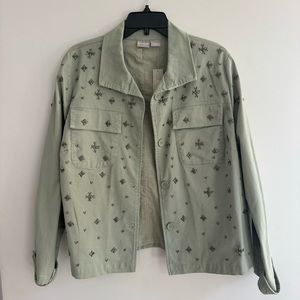 NEW! Chico’s Beaded Utility Jacket LS Jacket Vintage Sage NWT